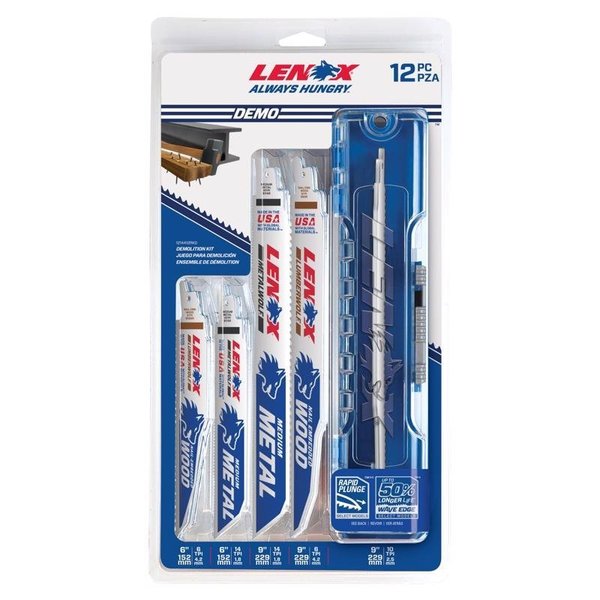 Irwin Lenox Assorted in. Bi-Metal Reciprocating Saw Blade Set Multi TPI 12 pk 1214412RKD